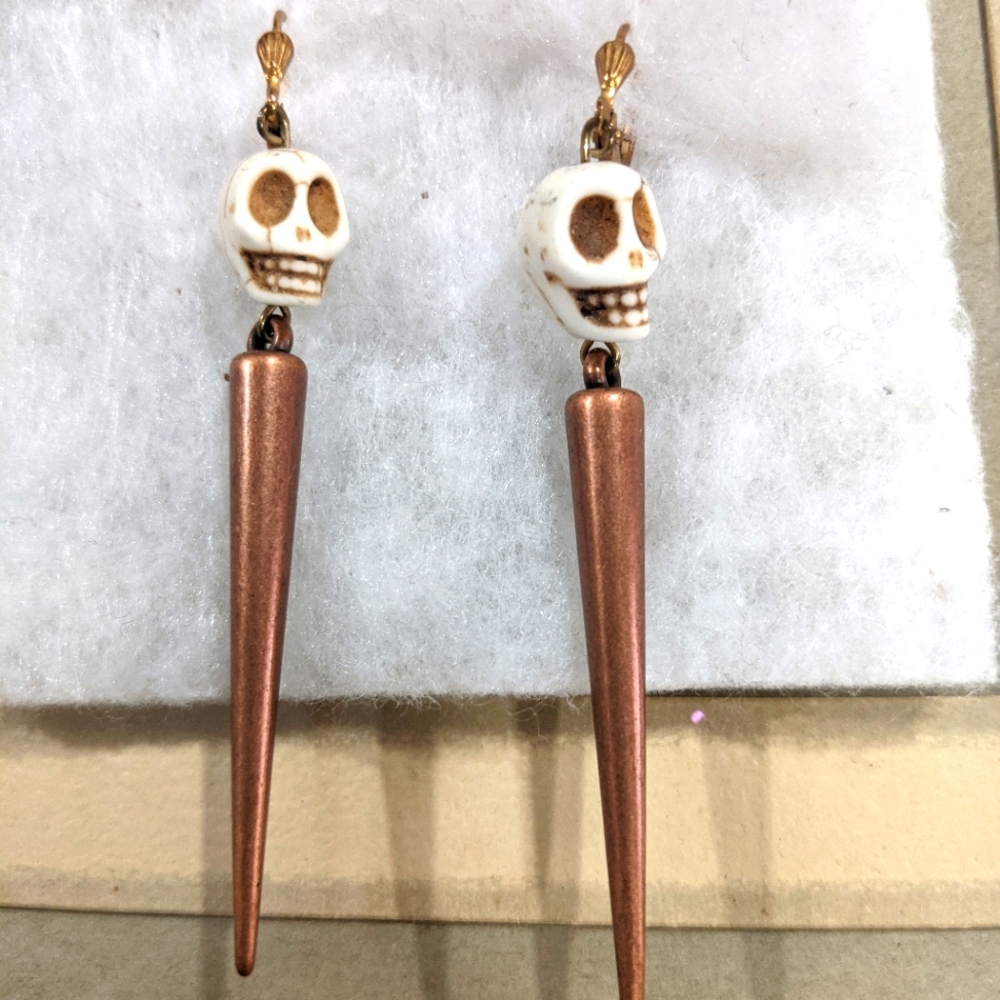 Women's Sugar Skull Spikes Earrings Jewelry Gothic Accessories Halloween Costume